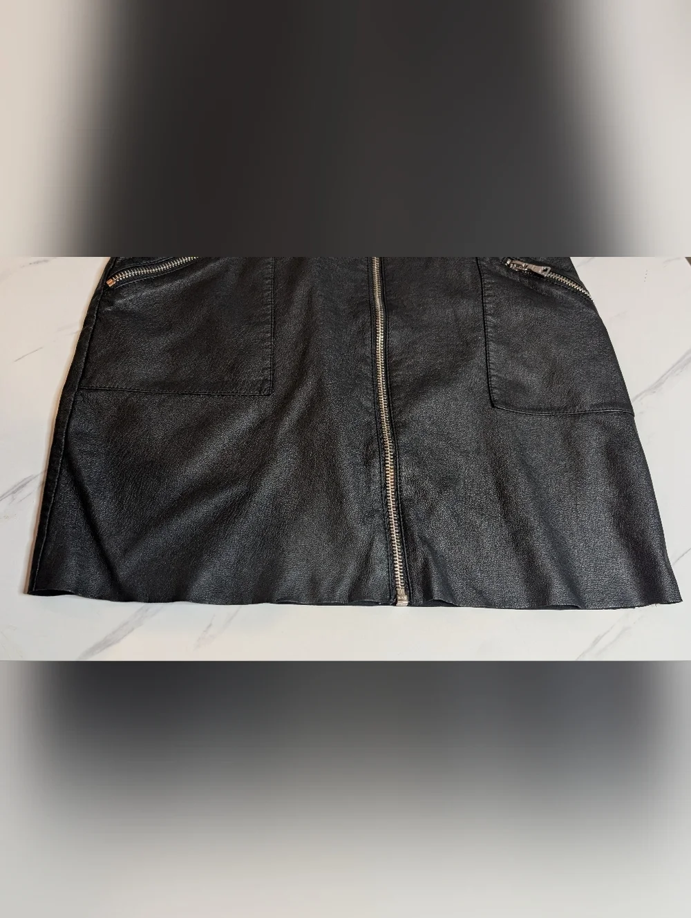 Express Black Moto Mini Skirt Front Zip Silver Hardware Size 2